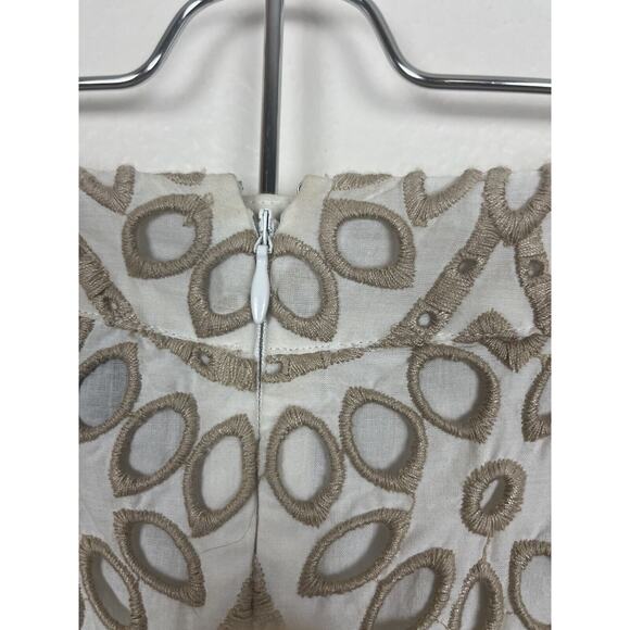 PINKO Size 6 White Tan Eyelet Embroidered Long Maxi Skirt Scalloped Hem - Picture 10 of 15